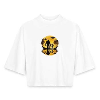 Alien Bigfoot UFO Sasquatch Believers Spaceship - Boxy Women's Recycled 1/2 Sleeved T-Shirt by Stanley/Stella - white - Front - AI Model Female 172 dark (172cm)