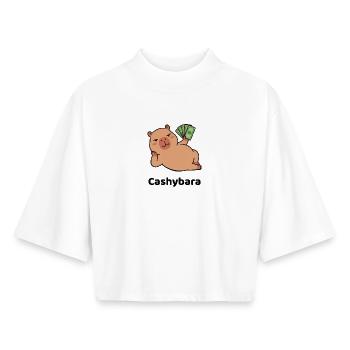 Geldschein Schwein - Cashybara - Moneymaker - Boxy Frauen Recyceltes 1/2 Sleeved T-Shirt by Stanley/Stella - Weiß - Vorne - AI Model Female 172 dark (172cm)