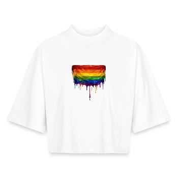 Raibow LGBT Dripping Flag - Boxy Women's Recycled 1/2 Sleeved T-Shirt by Stanley/Stella - white - Front - AI Model Female 172 dark (172cm)