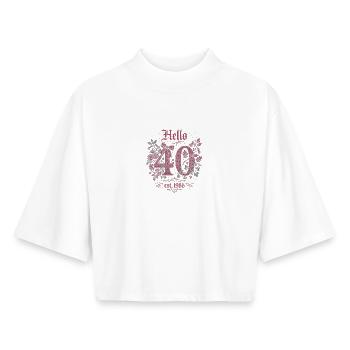 Hello 40 Leopard Pink Edition - Boxy Frauen Recyceltes 1/2 Sleeved T-Shirt by Stanley/Stella - Weiß - Vorne - AI Model Female 172 dark (172cm)