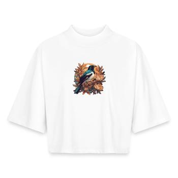 Elstern Elster - Boxy Frauen Recyceltes 1/2 Sleeved T-Shirt by Stanley/Stella - Weiß - Vorne - AI Model Female 172 dark (172cm)