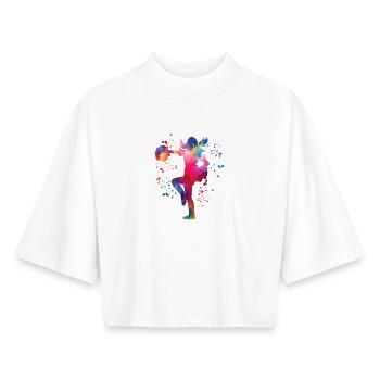 Cheerpom pom girls Mom Cheerleading - T-shirt femme coupe boxy recyclé manches mi-longues Stanley/Stella - blanc - Devant - AI Model Female 172 dark (172cm)