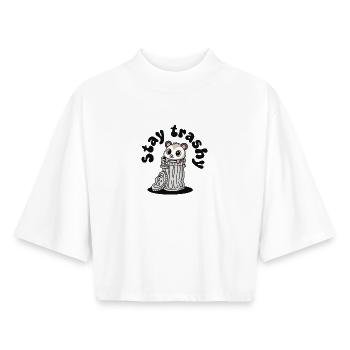 Reste vulgaire, opossum mignon, drôle - T-shirt femme coupe boxy recyclé manches mi-longues Stanley/Stella - blanc - Devant - AI Model Female 172 dark (172cm)