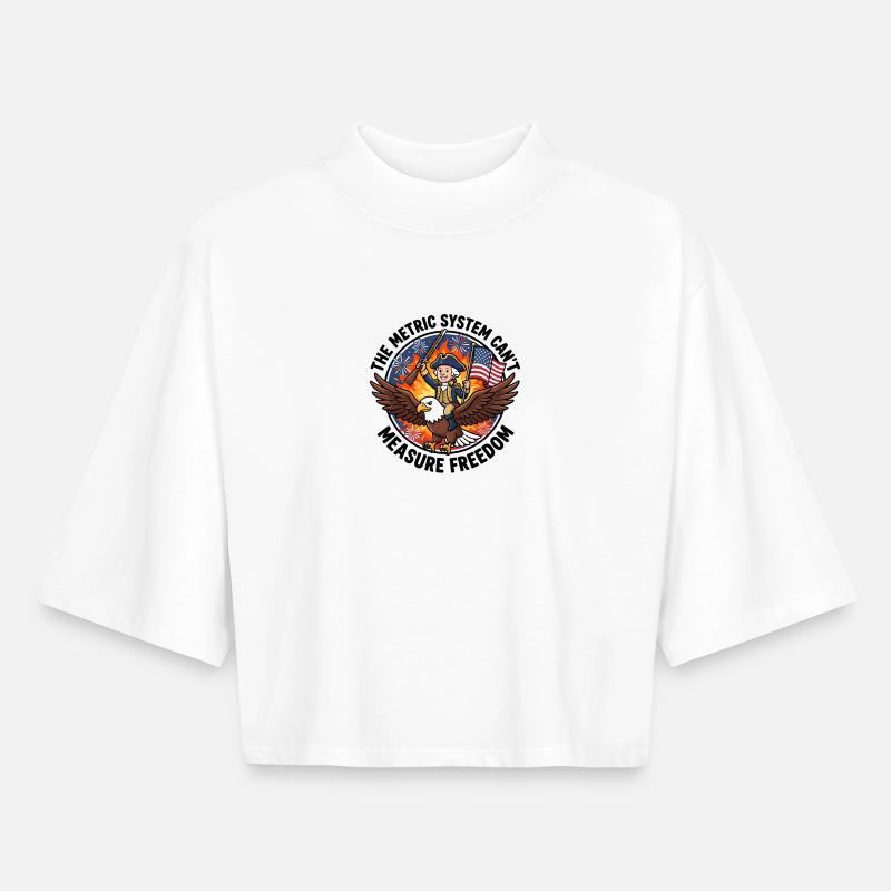 The metric system cannot measure freedom - Boxy Women's Recycled 1/2 Sleeved T-Shirt by Stanley/Stella - white
