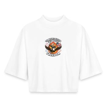 The metric system cannot measure freedom - Boxy Women's Recycled 1/2 Sleeved T-Shirt by Stanley/Stella - white - Front - AI Model Female 172 dark (172cm)