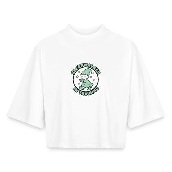 Sleepwalkers in training | Sleep humor - Boxy Women's Recycled 1/2 Sleeved T-Shirt by Stanley/Stella - white - Front - AI Model Female 172 dark (172cm)