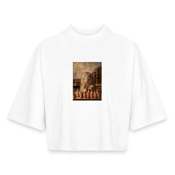 Ratte spielt Schach - Boxy Frauen Recyceltes 1/2 Sleeved T-Shirt by Stanley/Stella - Weiß - Vorne - AI Model Female 172 dark (172cm)