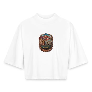 Parc national des Badlands - T-shirt femme coupe boxy recyclé manches mi-longues Stanley/Stella - blanc - Devant - AI Model Female 172 dark (172cm)