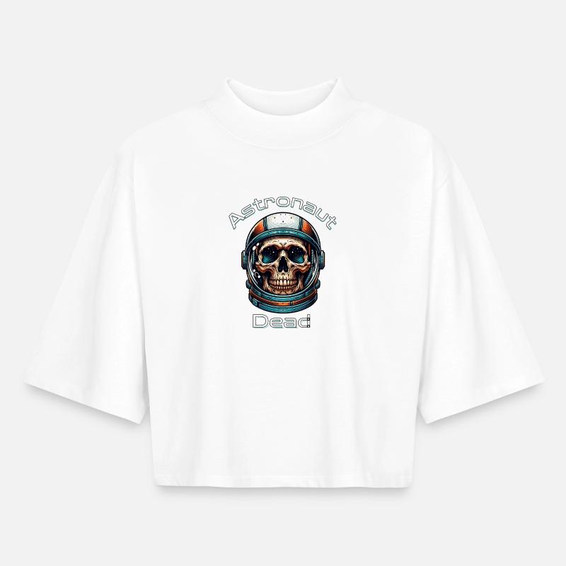 Crâne d’astronaute dans l’espace - T-shirt femme coupe boxy recyclé manches mi-longues Stanley/Stella - blanc