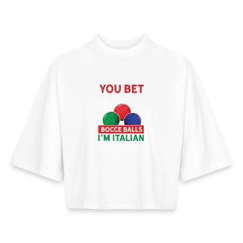 Funny Italian Bocce Ball Player Sports Design - Boxy Frauen Recyceltes 1/2 Sleeved T-Shirt by Stanley/Stella - Weiß - Vorne - AI Model Female 172 dark (172cm)
