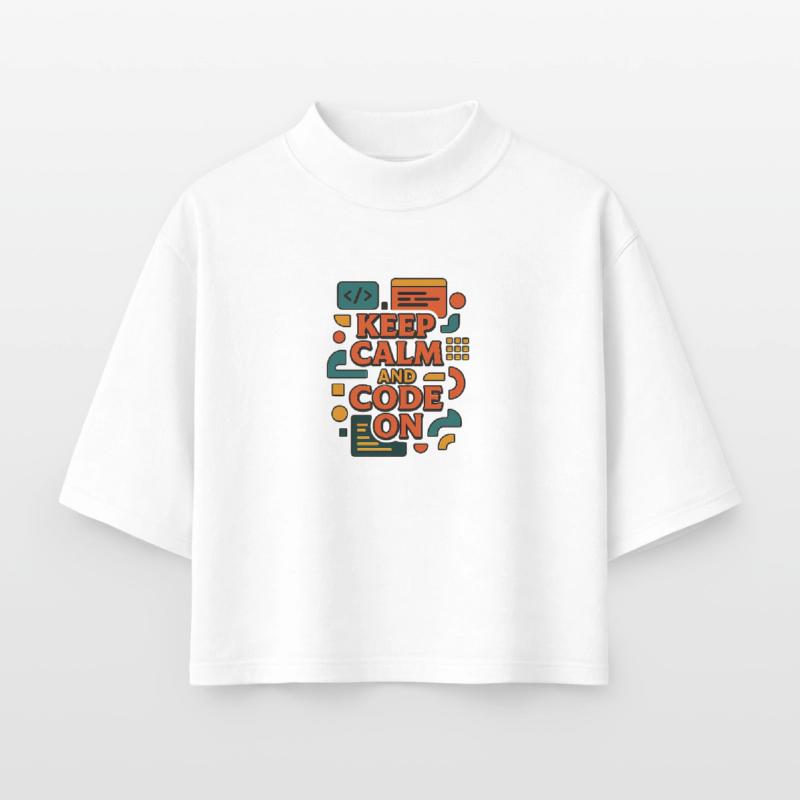 Keep Calm and Code On – Lustiges Coder Shirt Boxy Frauen Recyceltes 1/2 Sleeved T-Shirt by Stanley/Stella