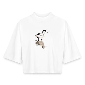 Ostfriesland-Kollektion: Säbelschnäbler - Boxy Frauen Recyceltes 1/2 Sleeved T-Shirt by Stanley/Stella - Weiß - Vorne - AI Model Female 172 dark (172cm)