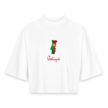 Portugal Crest Map Silhouette - Boxy Women's Recycled 1/2 Sleeved T-Shirt by Stanley/Stella - white - Front - AI Model Female 172 dark (172cm)