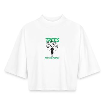 Witziges Baumfreund Motiv - Boxy Frauen Recyceltes 1/2 Sleeved T-Shirt by Stanley/Stella - Weiß - Vorne - AI Model Female 172 dark (172cm)