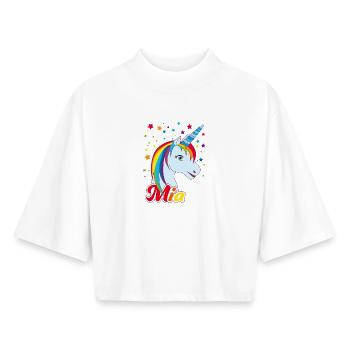 Mia , maiden name, favorite name - Boxy Women's Recycled 1/2 Sleeved T-Shirt by Stanley/Stella - white - Front - AI Model Female 172 dark (172cm)