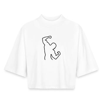 bodybuilding - T-shirt femme coupe boxy recyclé manches mi-longues Stanley/Stella - blanc - Devant - AI Model Female 172 dark (172cm)