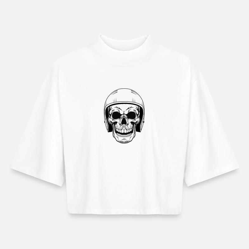 BIKER SCHÄDEL - Boxy Frauen Recyceltes 1/2 Sleeved T-Shirt by Stanley/Stella - Weiß