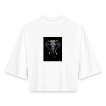 Indian style tattooed elephant head - Boxy Women's Recycled 1/2 Sleeved T-Shirt by Stanley/Stella - white - Front - AI Model Female 172 dark (172cm)