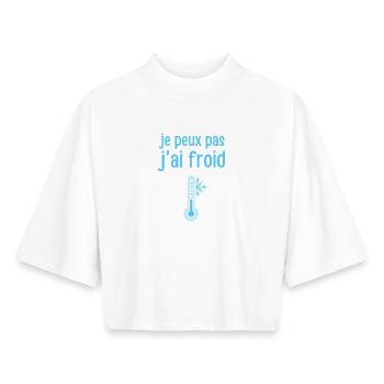 Je peux pas j'ai froid - T-shirt femme coupe boxy recyclé manches mi-longues Stanley/Stella - blanc - Devant - AI Model Female 172 dark (172cm)