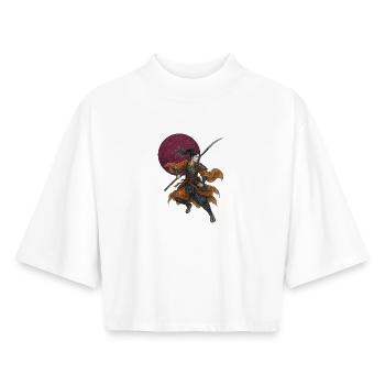 Noble Female Warrior | Onna-bugeisha - Boxy Women's Recycled 1/2 Sleeved T-Shirt by Stanley/Stella - white - Front - AI Model Female 172 dark (172cm)
