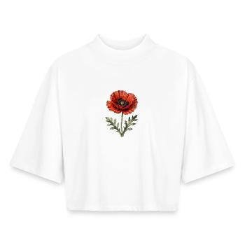 Red Poppy - Boxy Frauen Recyceltes 1/2 Sleeved T-Shirt by Stanley/Stella - Weiß - Vorne - AI Model Female 172 dark (172cm)