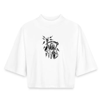 Main de roche dure - T-shirt femme coupe boxy recyclé manches mi-longues Stanley/Stella - blanc - Devant - AI Model Female 172 dark (172cm)