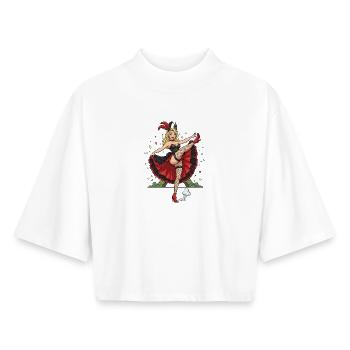 Paris cancan pinup - Boxy Women's Recycled 1/2 Sleeved T-Shirt by Stanley/Stella - white - Front - AI Model Female 172 dark (172cm)