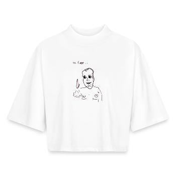 La science des fusées au bureau - T-shirt femme coupe boxy recyclé manches mi-longues Stanley/Stella - blanc - Devant - AI Model Female 172 dark (172cm)