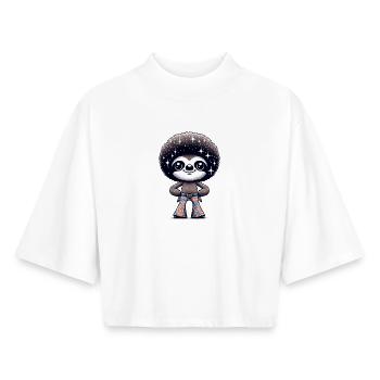 Disco-Faultier: Sternennacht Groover - Boxy Frauen Recyceltes 1/2 Sleeved T-Shirt by Stanley/Stella - Weiß - Vorne - AI Model Female 172 dark (172cm)