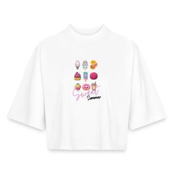 Sweet Happiness Makers – Cute Dessert Illustrations - Boxy Women's Recycled 1/2 Sleeved T-Shirt by Stanley/Stella - white - Front - AI Model Female 172 dark (172cm)