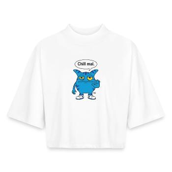 Chill mal - Zooki Monster lustiger Spruch - Boxy Frauen Recyceltes 1/2 Sleeved T-Shirt by Stanley/Stella - Weiß - Vorne - AI Model Female 172 dark (172cm)