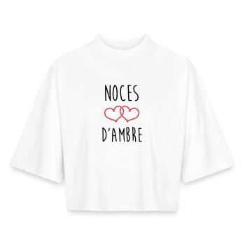 Amber Wedding 34 years of marriage - Boxy Women's Recycled 1/2 Sleeved T-Shirt by Stanley/Stella - white - Front - AI Model Female 172 dark (172cm)