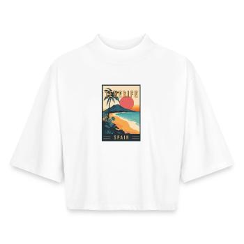 Entdecken Sie die Kanarischen Inseln und Teneriffa in Spanien - Boxy Frauen Recyceltes 1/2 Sleeved T-Shirt by Stanley/Stella - Weiß - Vorne - AI Model Female 172 dark (172cm)