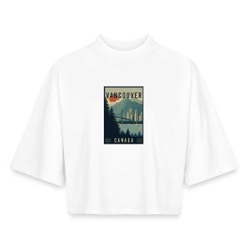 Découvrez la ville du Nord-Ouest Pacifique à Vancouver, Canada - T-shirt femme coupe boxy recyclé manches mi-longues Stanley/Stella - blanc - Devant - AI Model Female 172 dark (172cm)