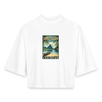 Erleben Sie das tropische Paradies der Karibik von Saint Lucia - Boxy Frauen Recyceltes 1/2 Sleeved T-Shirt by Stanley/Stella - Weiß - Vorne - AI Model Female 172 dark (172cm)