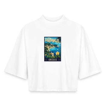 Entdecken Sie den Charme der Insel Korfu in Griechenland - Boxy Frauen Recyceltes 1/2 Sleeved T-Shirt by Stanley/Stella - Weiß - Vorne - AI Model Female 172 dark (172cm)