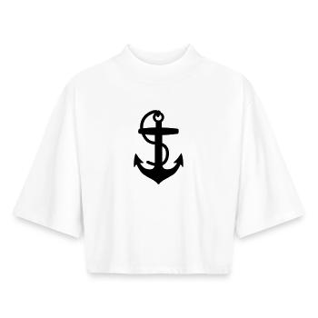 Ancre pour bateau ou navire avec marin à corde - T-shirt femme coupe boxy recyclé manches mi-longues Stanley/Stella - blanc - Devant - AI Model Female 172 dark (172cm)