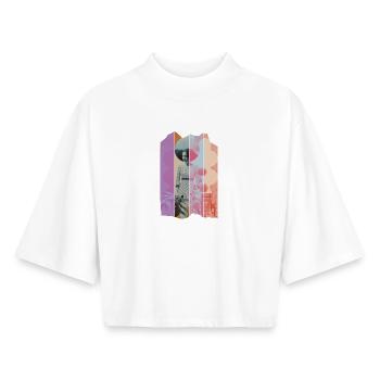Nuances de couleurs - T-shirt femme coupe boxy recyclé manches mi-longues Stanley/Stella - blanc - Devant - AI Model Female 172 dark (172cm)