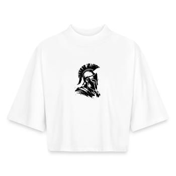 Noir Spartan - T-shirt femme coupe boxy recyclé manches mi-longues Stanley/Stella - blanc - Devant - AI Model Female 172 dark (172cm)