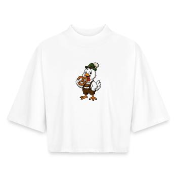 Bayerischer Enten-Knecht im Trachtenlook - Boxy Frauen Recyceltes 1/2 Sleeved T-Shirt by Stanley/Stella - Weiß - Vorne - AI Model Female 172 dark (172cm)