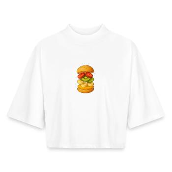 Burger Fruits  - T-shirt femme coupe boxy recyclé manches mi-longues Stanley/Stella - blanc - Devant - AI Model Female 172 dark (172cm)