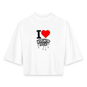 I Love Hip Hop Music - Boxy Frauen Recyceltes 1/2 Sleeved T-Shirt by Stanley/Stella - Weiß - Vorne - AI Model Female 172 dark (172cm)