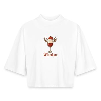 Winedeer Reindeer Funny Wine Saying Christmas - Boxy Women's Recycled 1/2 Sleeved T-Shirt by Stanley/Stella - white - Front - AI Model Female 172 dark (172cm)