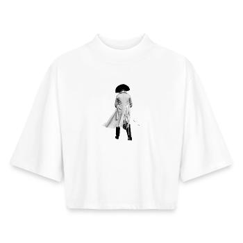 Olli - mon empereur - T-shirt femme coupe boxy recyclé manches mi-longues Stanley/Stella - blanc - Devant - AI Model Female 172 dark (172cm)
