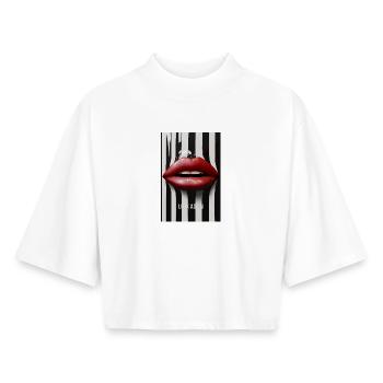 Look Again Lippen Fashion Statement Design  - Boxy Frauen Recyceltes 1/2 Sleeved T-Shirt by Stanley/Stella - Weiß - Vorne - AI Model Female 172 dark (172cm)