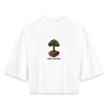 Wachse Trotzdem Baum Motivation - Boxy Frauen Recyceltes 1/2 Sleeved T-Shirt by Stanley/Stella - Weiß - Vorne - AI Model Female 172 dark (172cm)