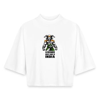India elephant legends design - Boxy Women's Recycled 1/2 Sleeved T-Shirt by Stanley/Stella - white - Front - AI Model Female 172 dark (172cm)