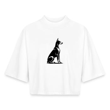 Loyal Doberman Guard Dog Silhouette - Boxy Women's Recycled 1/2 Sleeved T-Shirt by Stanley/Stella - white - Front - AI Model Female 172 dark (172cm)