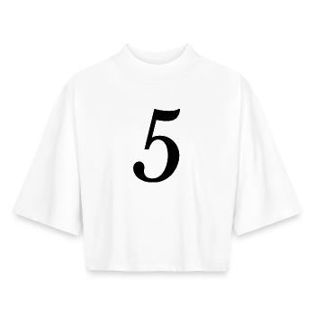 5. JUBILÄUM. 5 JAHRE. 5. JUBILÄUM. KIND - Boxy Frauen Recyceltes 1/2 Sleeved T-Shirt by Stanley/Stella - Weiß - Vorne - AI Model Female 172 dark (172cm)