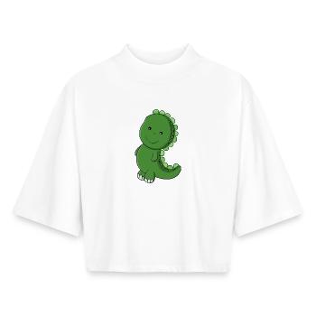 Emerald Dino Charm - Boxy Women's Recycled 1/2 Sleeved T-Shirt by Stanley/Stella - white - Front - AI Model Female 172 dark (172cm)